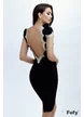 Rochie Fofy de ocazie neagra elegantă cu spatele gol si contururi din dantela aurie