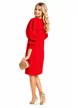Rochie Fofy eleganta din stofa premium rosie cu accesorii sofisticate si maneci elaborate