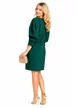 Rochie Fofy eleganta din stofa premium verde cu accesorii sofisticate si maneci elaborate