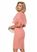 Rochie Fofy elegantă roz premium cu volan  accesorizat  cu stasuri si pene