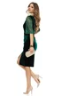 Rochie Fofy elegantă verde  din catifea cu decolteu adânc maneci cu dantela
