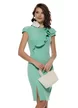Rochie Fofy verde menta conica cu volan asimetric si croi feminin sculptat