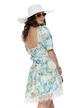 Rochie mini de vara  decoltata cu bust buretat imprimeu floral si aplicatii de dantela