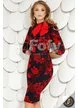 Rochie bleumarin cu flori roșii