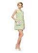Rochie premium eleganta stil sarafan din tweed lime cu nasturi bijuterie din perle