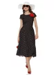 Rochie retro midi de vara din vascoza neagra cu buline