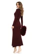 Rochie tricotata bordo cu casmir premium contururi impletite albe si de talii aurii