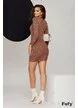 Rochie tricotata decoltata maro premium cu fir discret de lurex buzunare si nasturi aurii