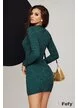 Rochie tricotata decoltata verde premium cu fir discret de lurex buzunare si nasturi aurii
