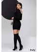 Rochie tricotata neagra premium cu colier de perle maxi pe decolteu