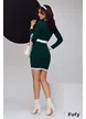 Rochie tricotata verde premium cu contururi albe si nasturi metalici aurii