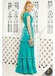 Rochie turquoise lungă cu volane