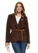 Sacou dama elegant din stofa supersoft maro cu accesorii aurii si curea