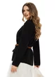 Sacou dama elegant negru din stofa supersoft cu accesorii aurii si curea