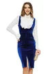 Sarafan albastru Fofy damă elegant din catifea , midi ,croi cambrat