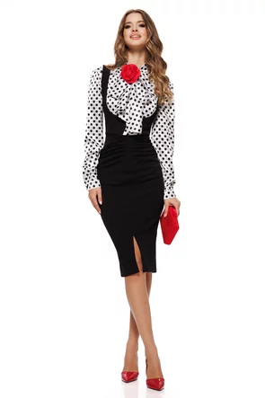 Sarafan Fofy damă elegant midi negru, croi cambrat