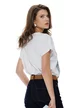 Tricou dama alb premium imprimeu paisley baby blue cu pelicula metalica