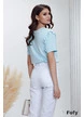 Tricou dama bleu cu inima animal print si danteluta la maneci