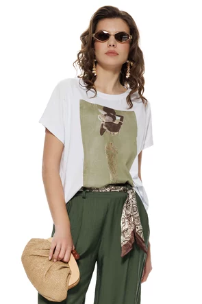 Tricou dama din bumbac premium pelicula aurie olive girl safari summer 2026