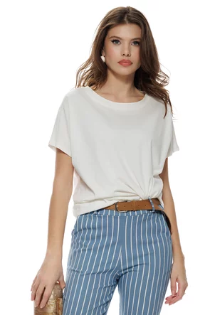 Tricou dama ivoire din bumbac premium croi lejer