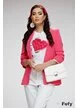 Tricou dama premium alb cu inima satinata ciclame 3D si scris brodat