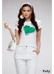 Tricou dama premium alb cu inima satinata verde 3D si scris brodat