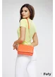 Tricou dama premium galben lime cu anchior si aplicatii de cristale maxi si perle argintii