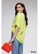 Tricou dama premium oversize  lime cu imprimeu multicolor tonic