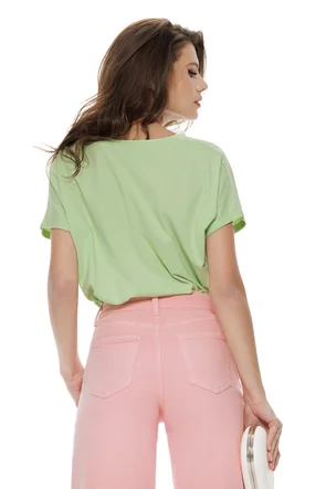 Tricou dama verde menta din bumbac premium croi lejer