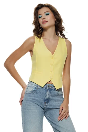 Vesta dama eleganta galbena