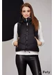 Vesta dama scurta neagra premium impermeabila cu gluga croi 