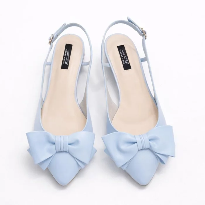 Balerini bleo din piele naturala Top cu funda picture - 3