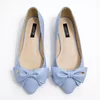 Balerini dama Piele Naturala Blue cu funda Alisia picture - 1