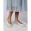 Balerini decupat din piele naturala alb sidef cu aplicatie fluture Top