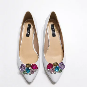 Balerini Piele Naturala Albi cu accesorii color detasabile Greta