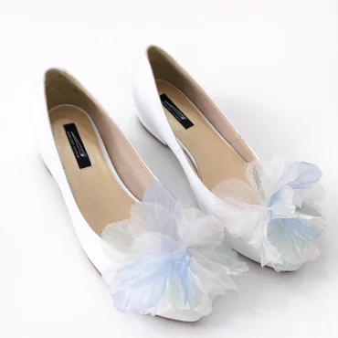 Balerini Piele Naturala Albi cu accesoriu detasabil Garkony Iris