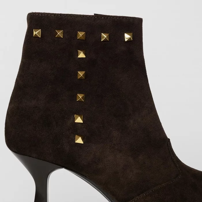 Botine elegante Piele Naturala Maro ciocolata Ivy Velour Éclaté picture - 2