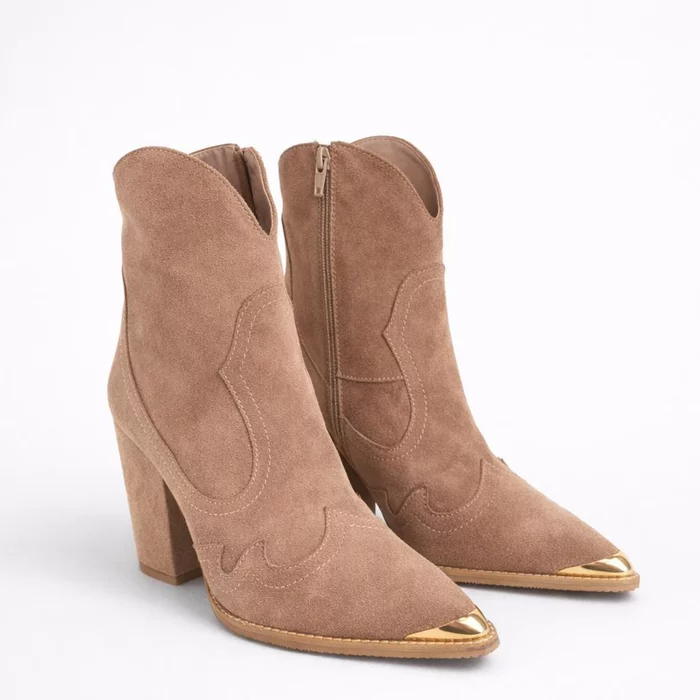 Ciocate dama Piele Naturala Bej Capucino cu accesorii aurii Santiago picture - 4