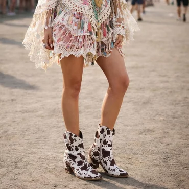 Ciocate din Piele Naturala imprimeu Bej-Maro Rodeo Chic