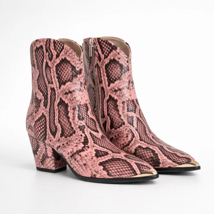 Ciocate din Piele Naturala imprimeu sarpe roz Kira picture - 2