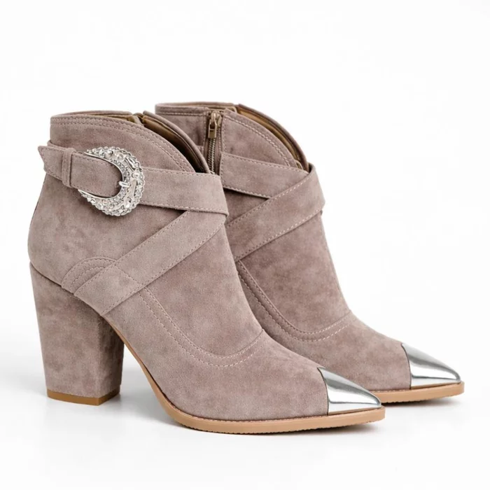 Ciocate Piele Naturala Bej cipria Western picture - 3