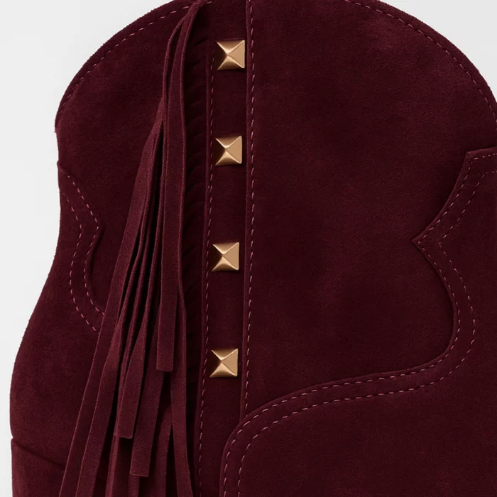 Ciocate Piele Naturala Bordo cu franjuri Dallas picture - 3