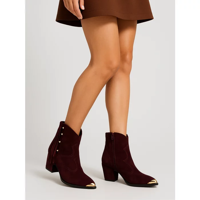 Ciocate Piele Naturala Bordo cu franjuri Dallas picture - 2