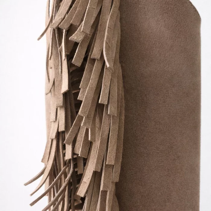 Cizme cu carambi detasabili Piele Naturala Velur Bej Capucino cu franjuri Dakota Jinx P picture - 3