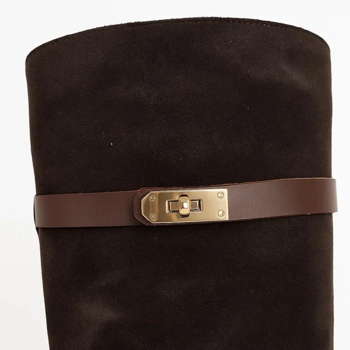 Cizme dama Piele Naturala Maro ciocolata Velvet picture - 3