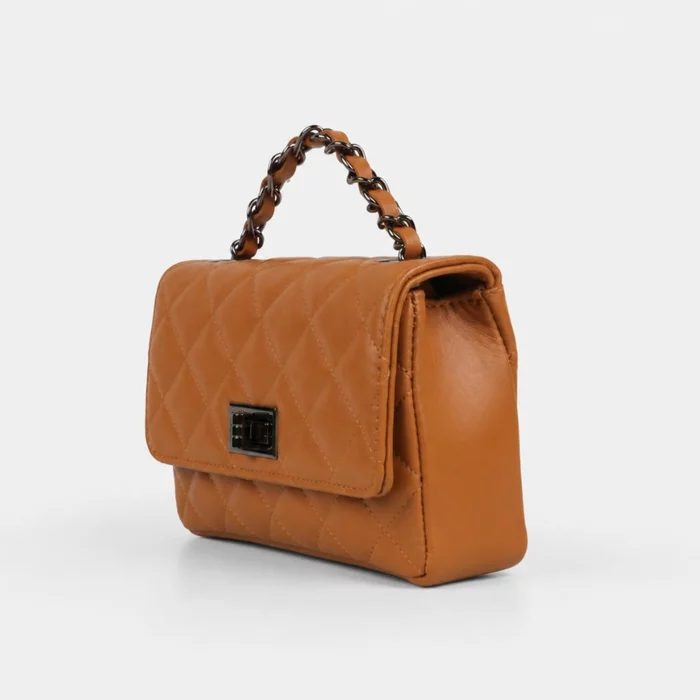 Geanta dama mini din Piele Naturala Maro camel Carina picture - 4