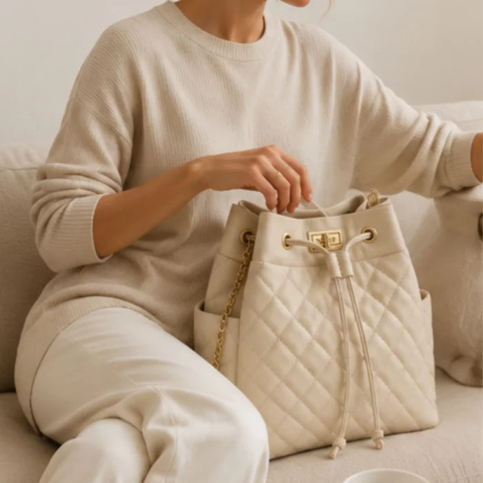 Geanta dama tip sac din Piele Naturala Bej Adoris picture - 6