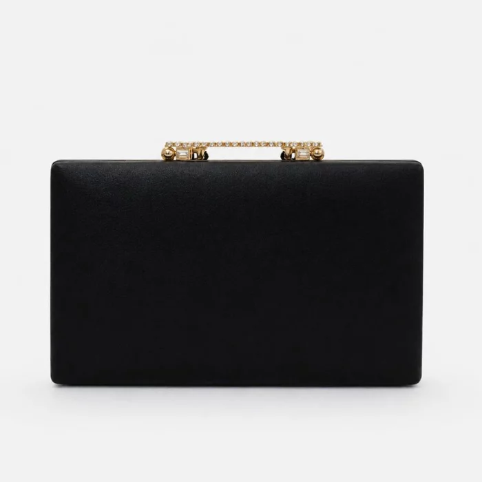 Geantă Elegantă Capri Neagră cu Cristale Aurii – Clutch de Lux pentru Evenimente Speciale picture - 4