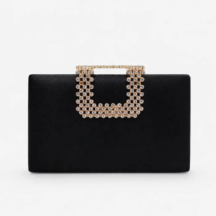 Geantă Elegantă Capri Neagră cu Cristale Aurii – Clutch de Lux pentru Evenimente Speciale picture - 2