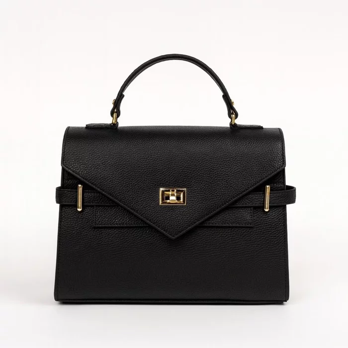 Geanta medie dama Piele Naturala Neagra Solara picture - 2